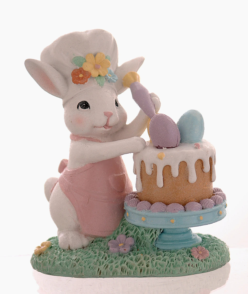 coniglietto pasticcere con torta decorazione di pasqua