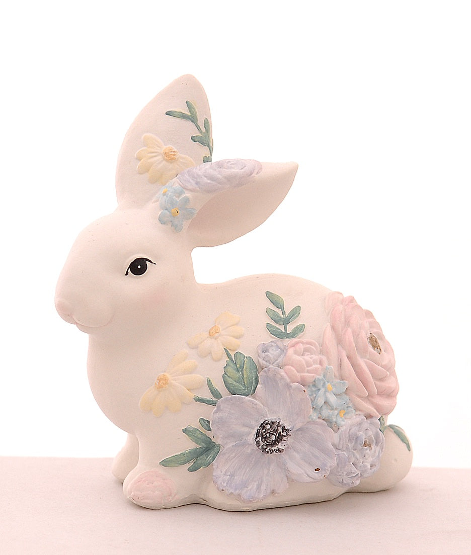 coniglio bianco con fiori decorazione pasqua