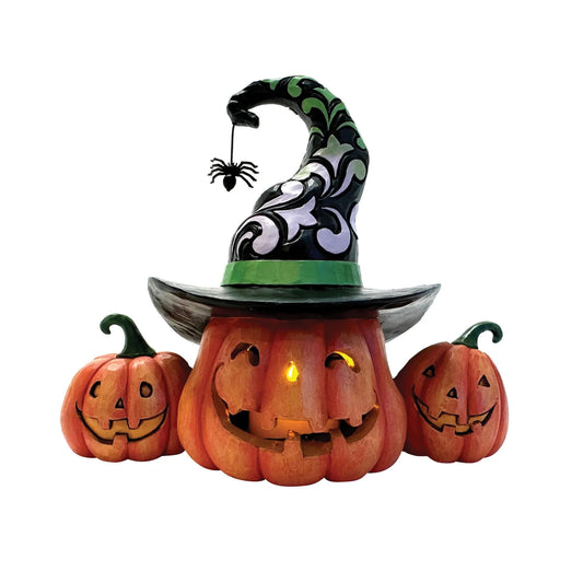 trio zucche halloween con luce