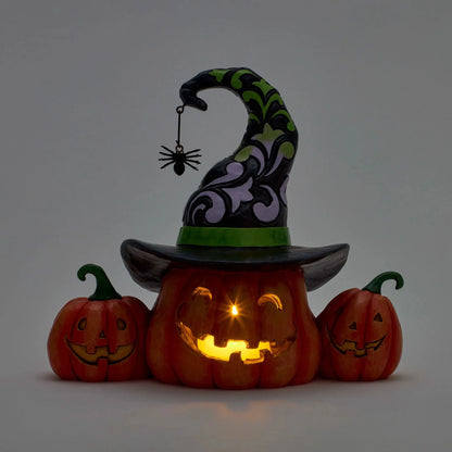 decorazione zucca halloween jim shore accesa