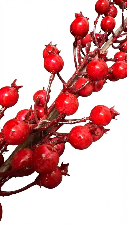 ramo finto bacche rosse decorazione natalizia