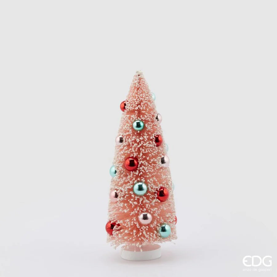 albero natalizio sisal rosa con palline