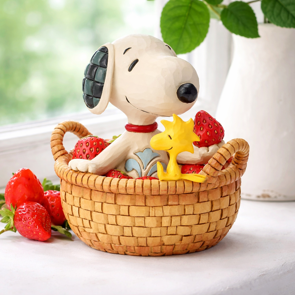 decorazione snoopy cestino fragole Jim Shore peanuts