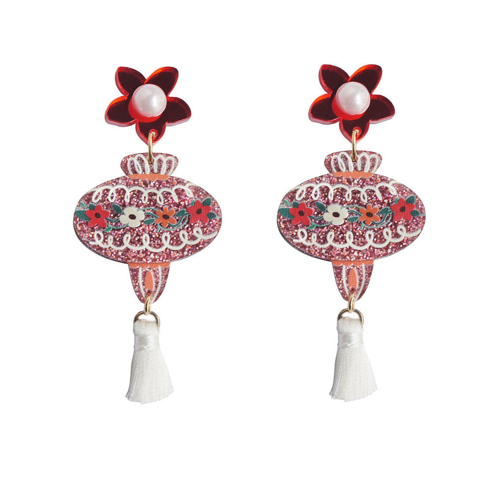 orecchini ornamenti natalizi fiori con glitter