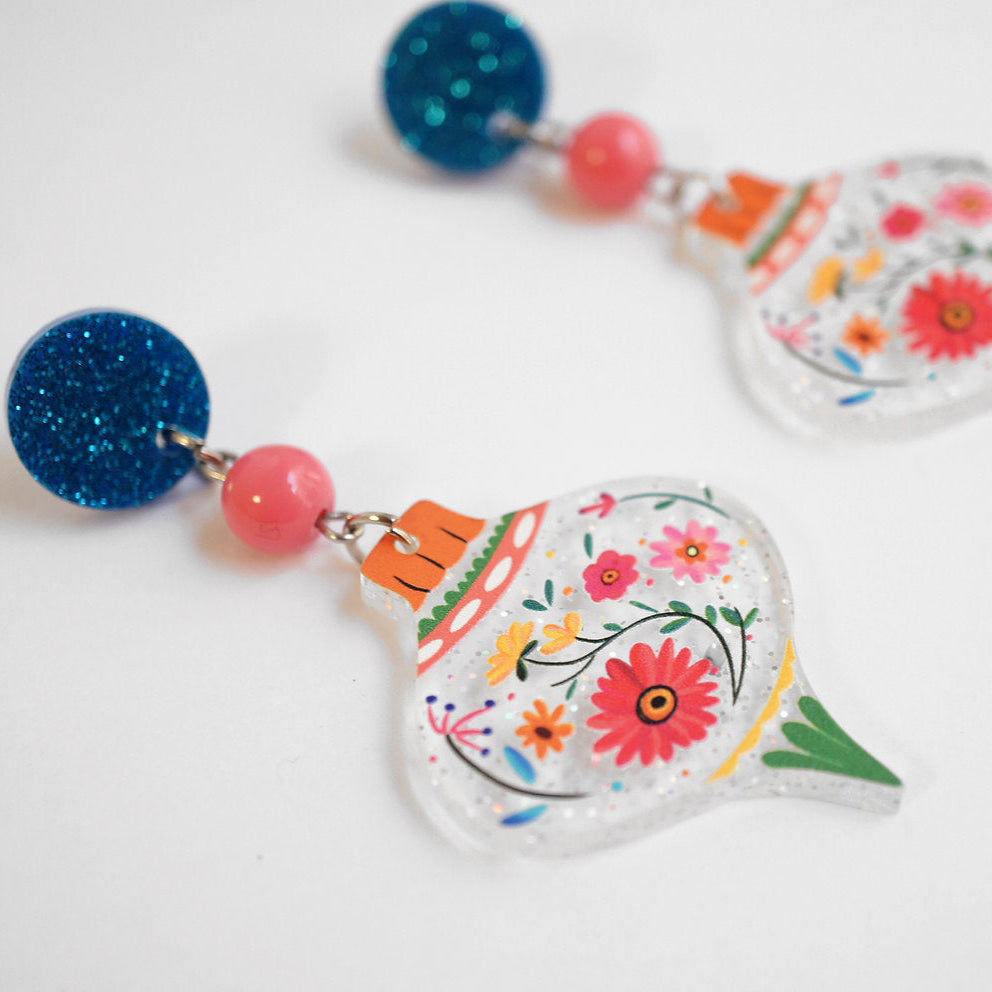 accessori orecchini natalizi stampa fiori idea regalo