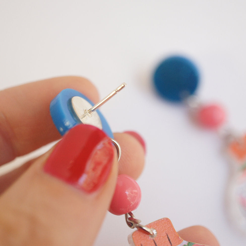 perno orecchini trasparenti natalizi