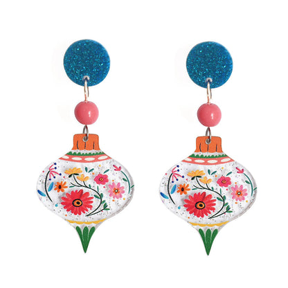 orecchini artigianali natalizi stampa floreale