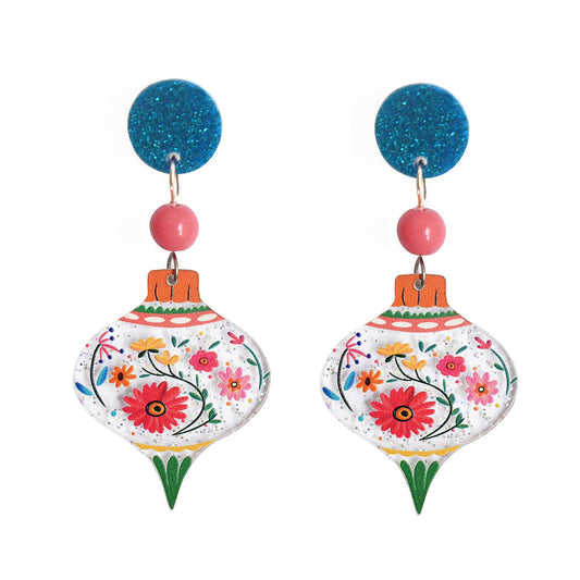 orecchini artigianali natalizi ornamenti floreali