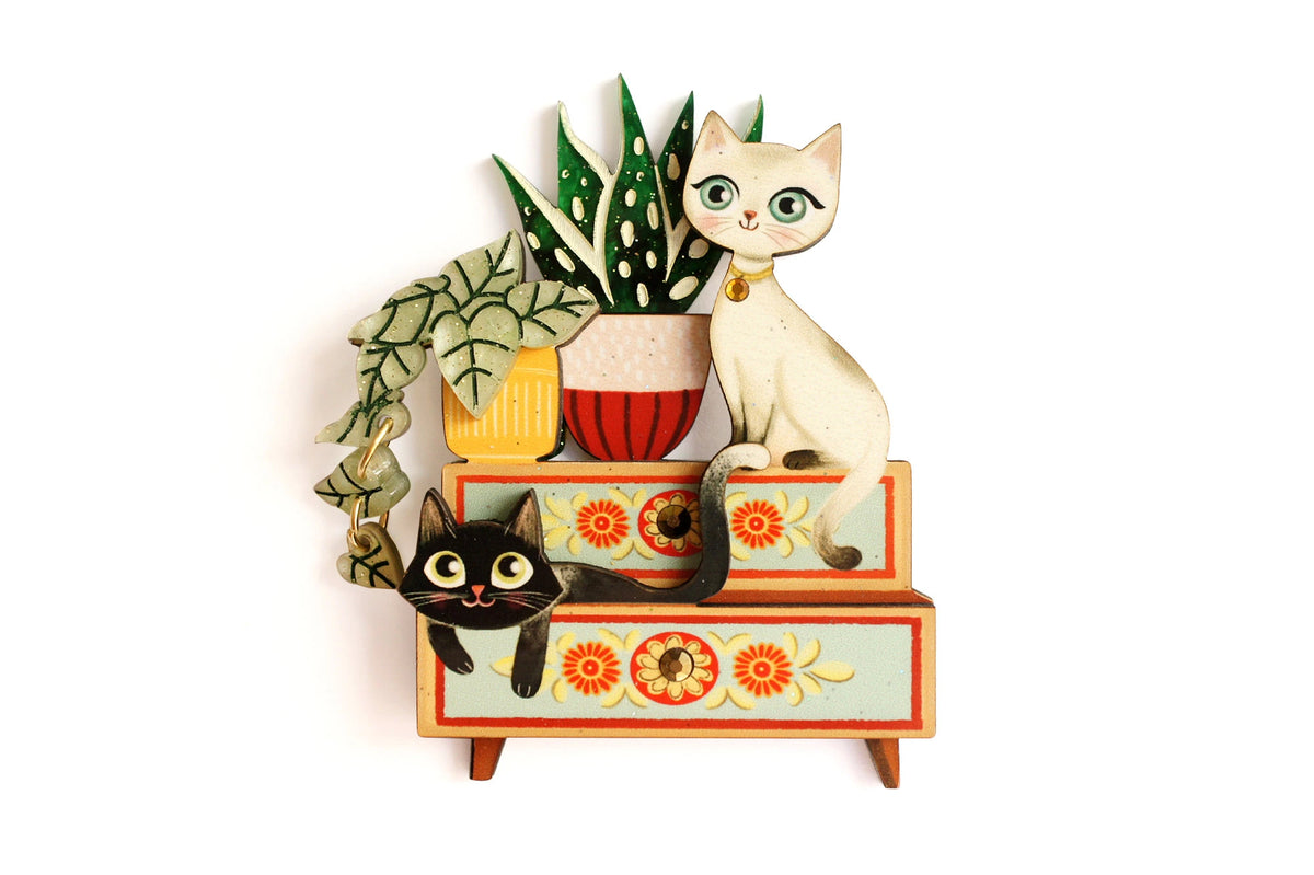 spilla artigianale gatti vintage