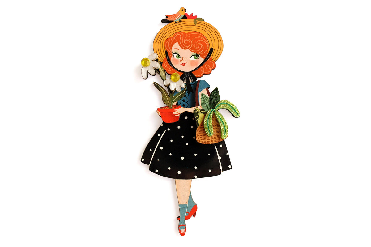spilla retro ragazza con margherite