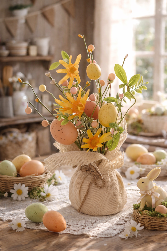 mazzo fiori pasqua tonalità gialle centrotavola