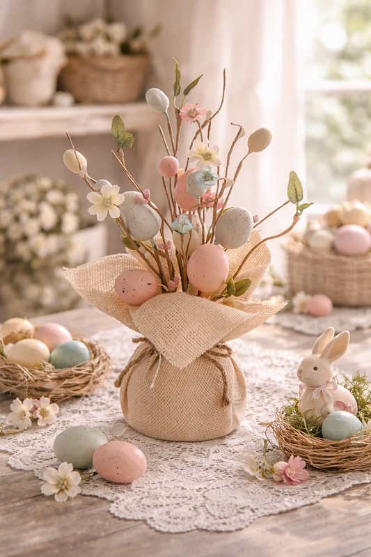 centrotavola pasquale tonalità pastello