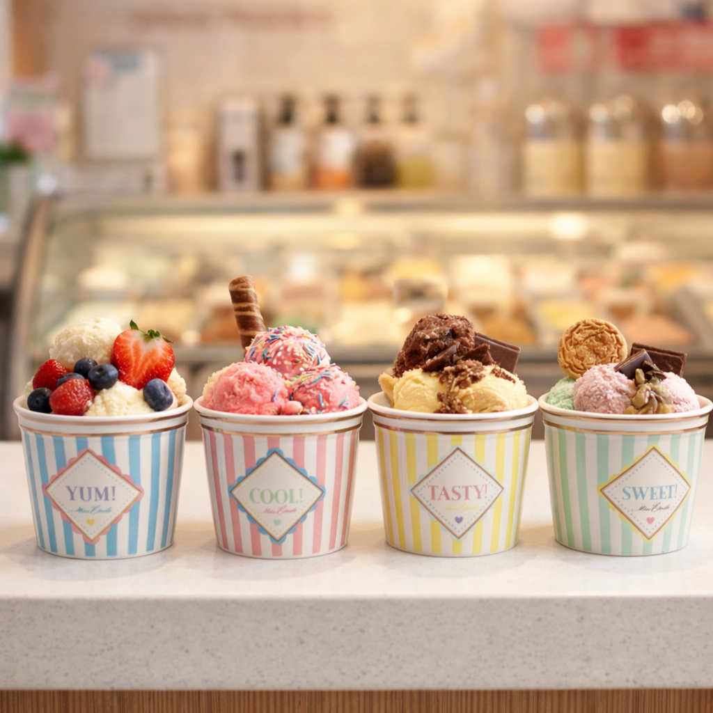 miss etoile coppette gelato ceramica righe colorate