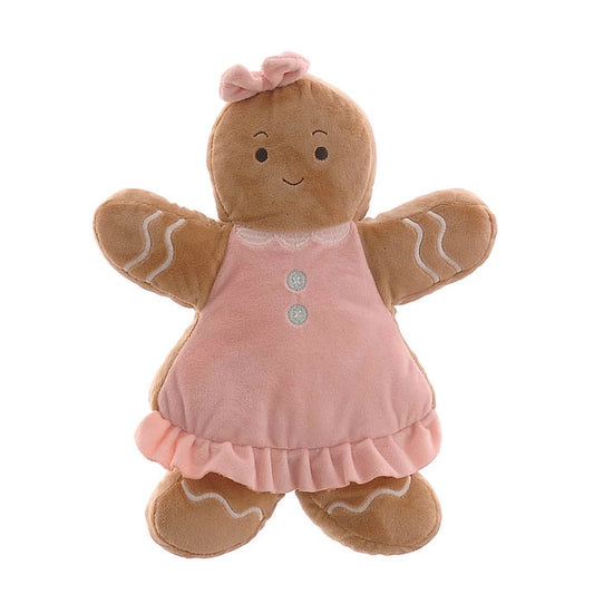 pupazzo morbido omino pan di zenzero vestito rosa