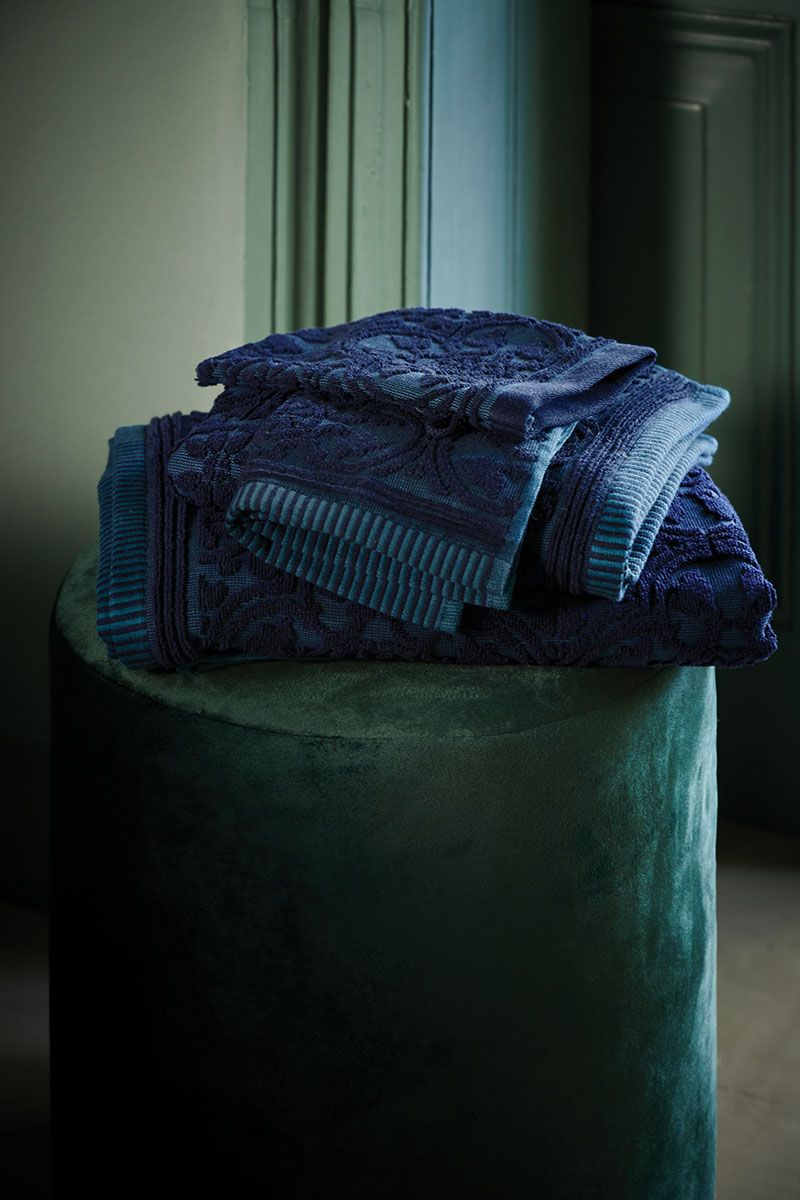 set asciugamani viso ospite jacquard blu scuro