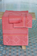 set asciugamano viso ospite jacquard cotone corallo