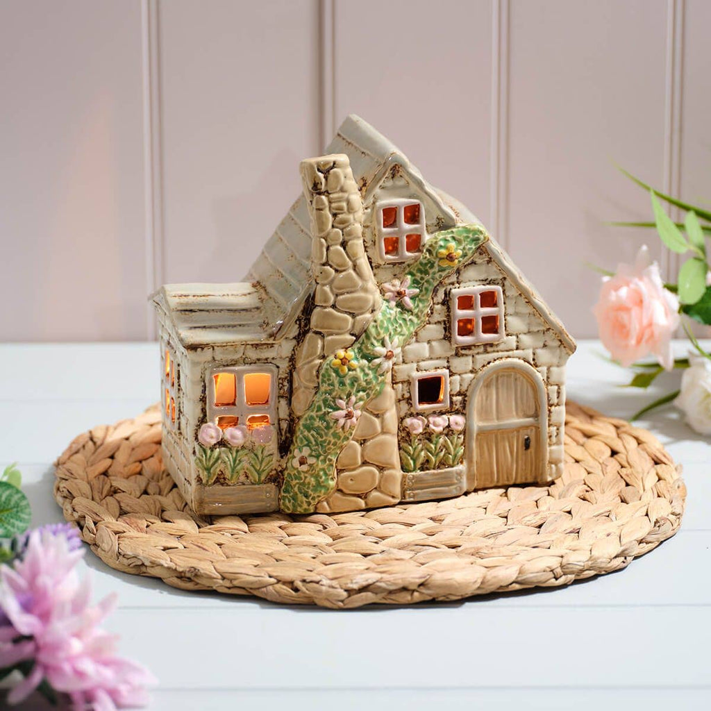 porta tealight cottage ceramica idea regalo