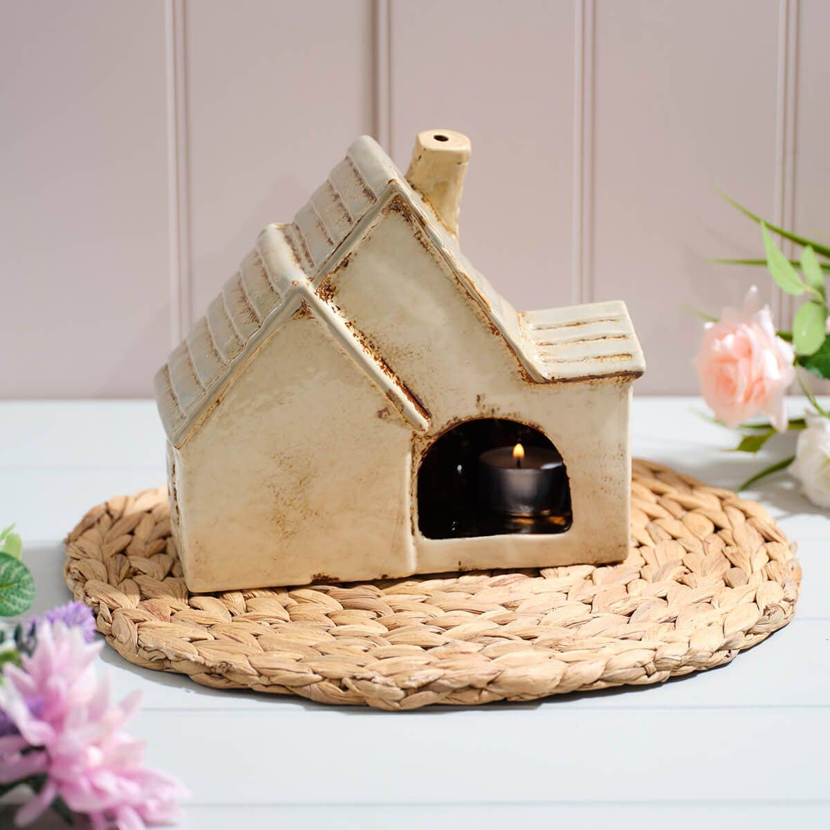 porta tealight ceramica cottage retro