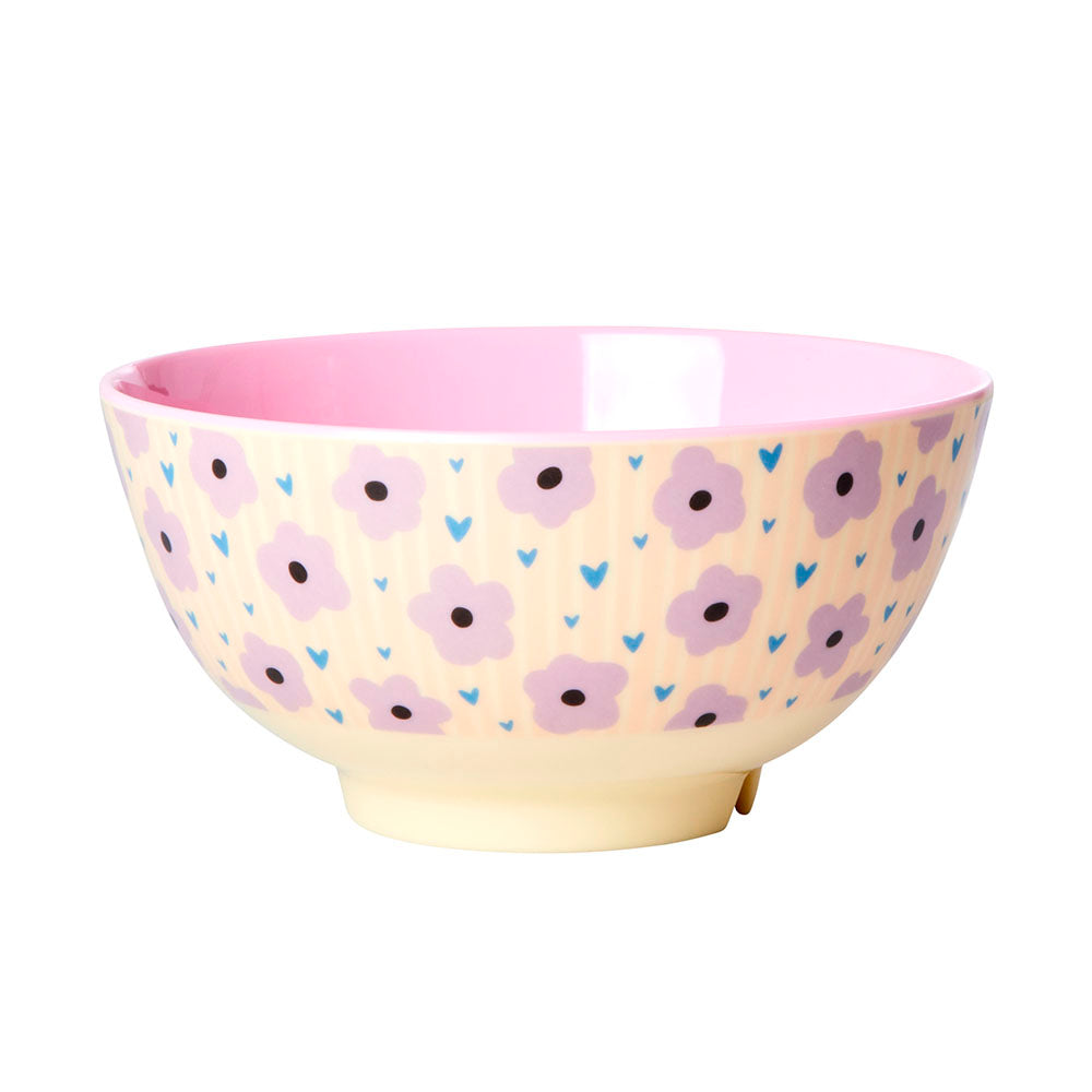 ciotola colazione melamina con fiori lilla pastello rice