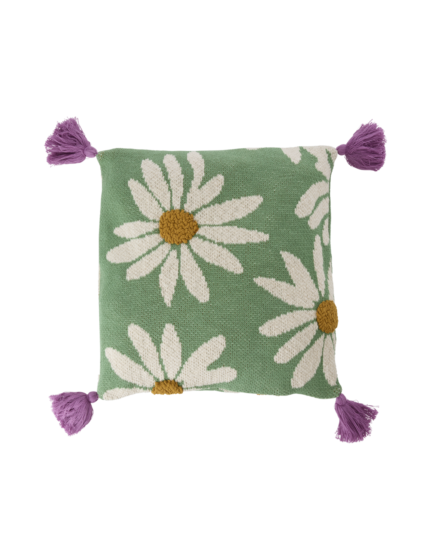 cuscino morbido verde con margherite