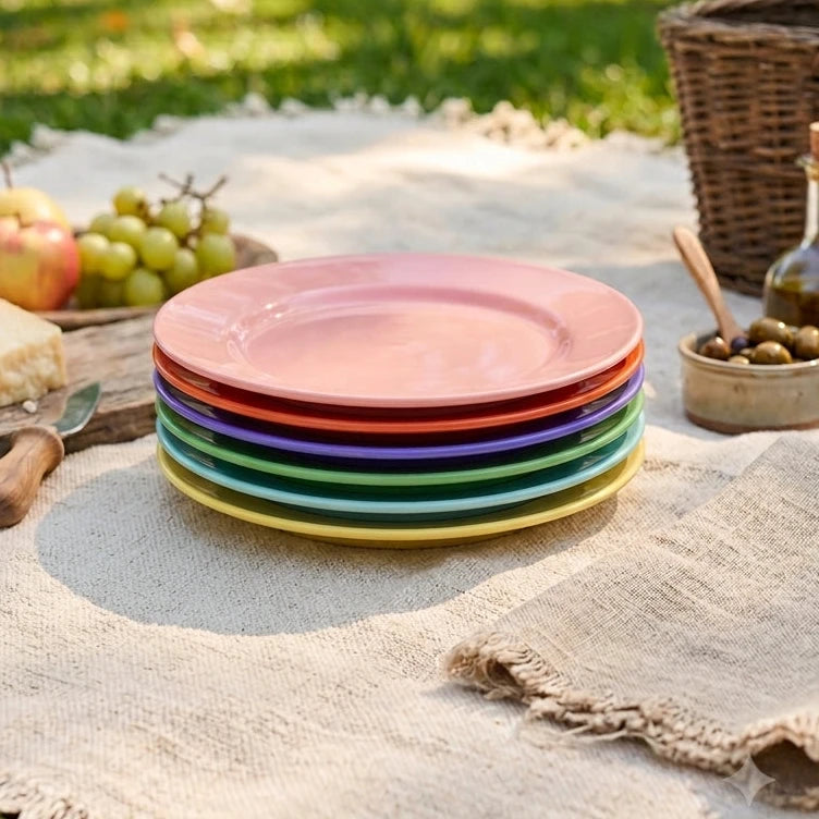 set melamina piatti piani colorati picnic