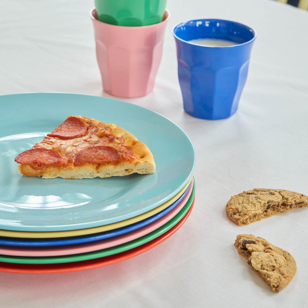 set melamina 6 piatti piani colori vivaci