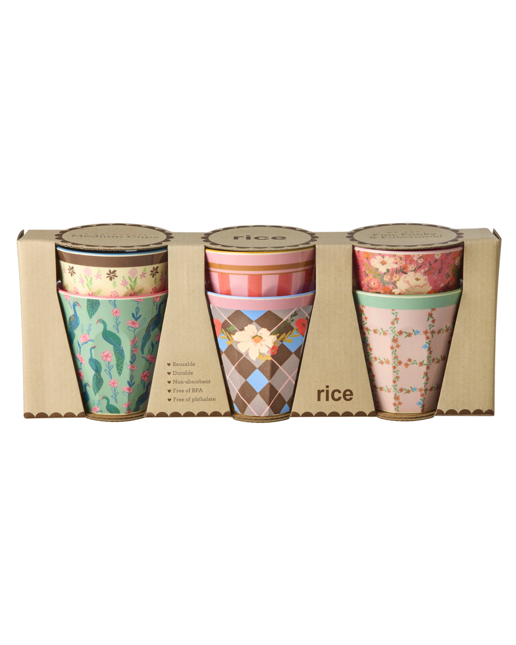 set bicchieri stile vintage melamina rice