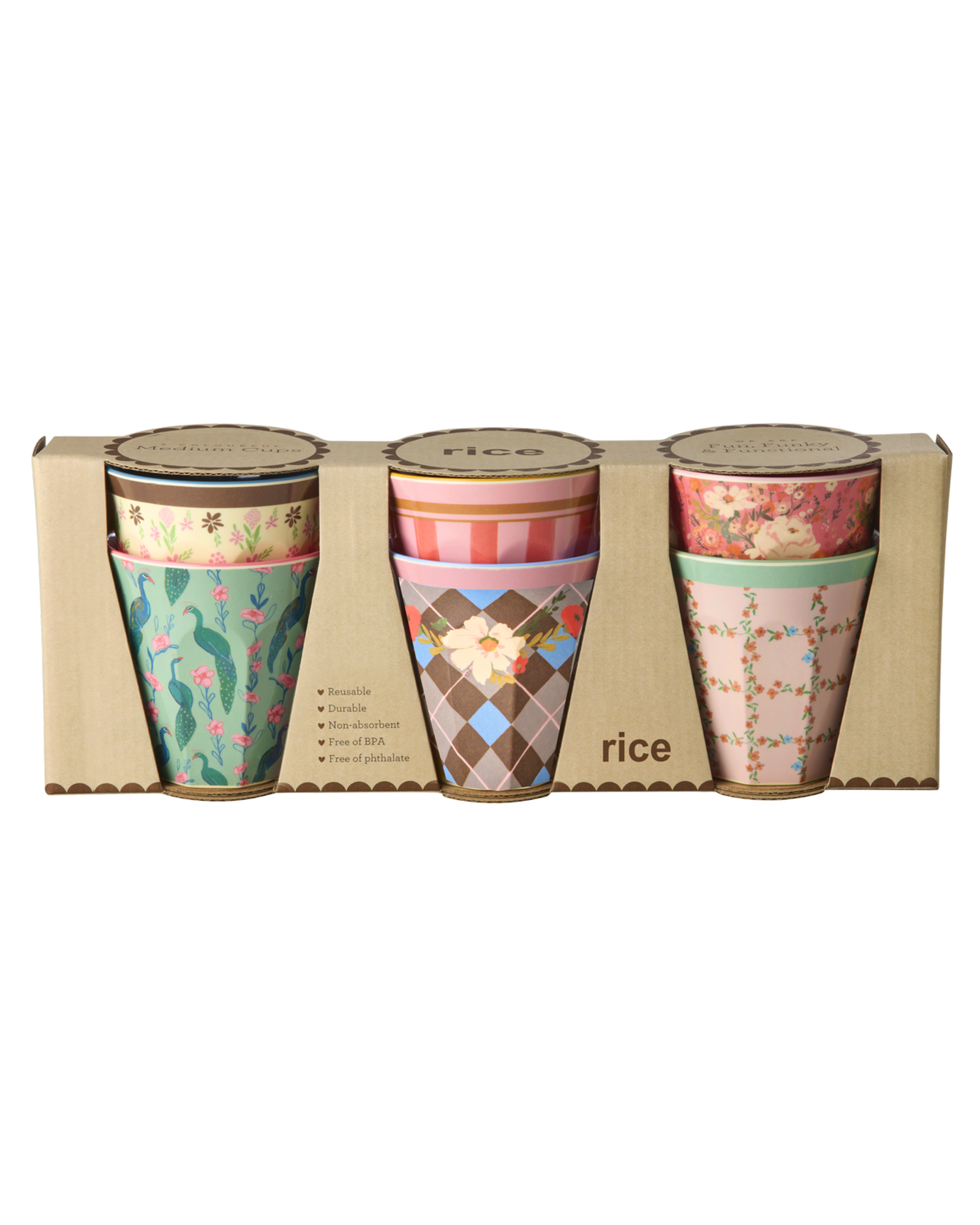 set bicchieri stile vintage melamina rice