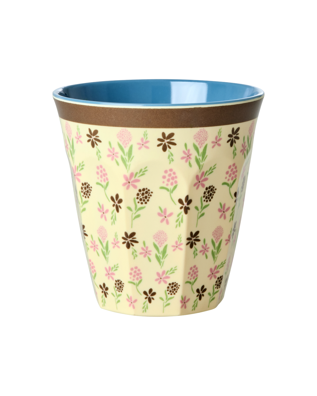 rice bicchiere melamina beige con fiori