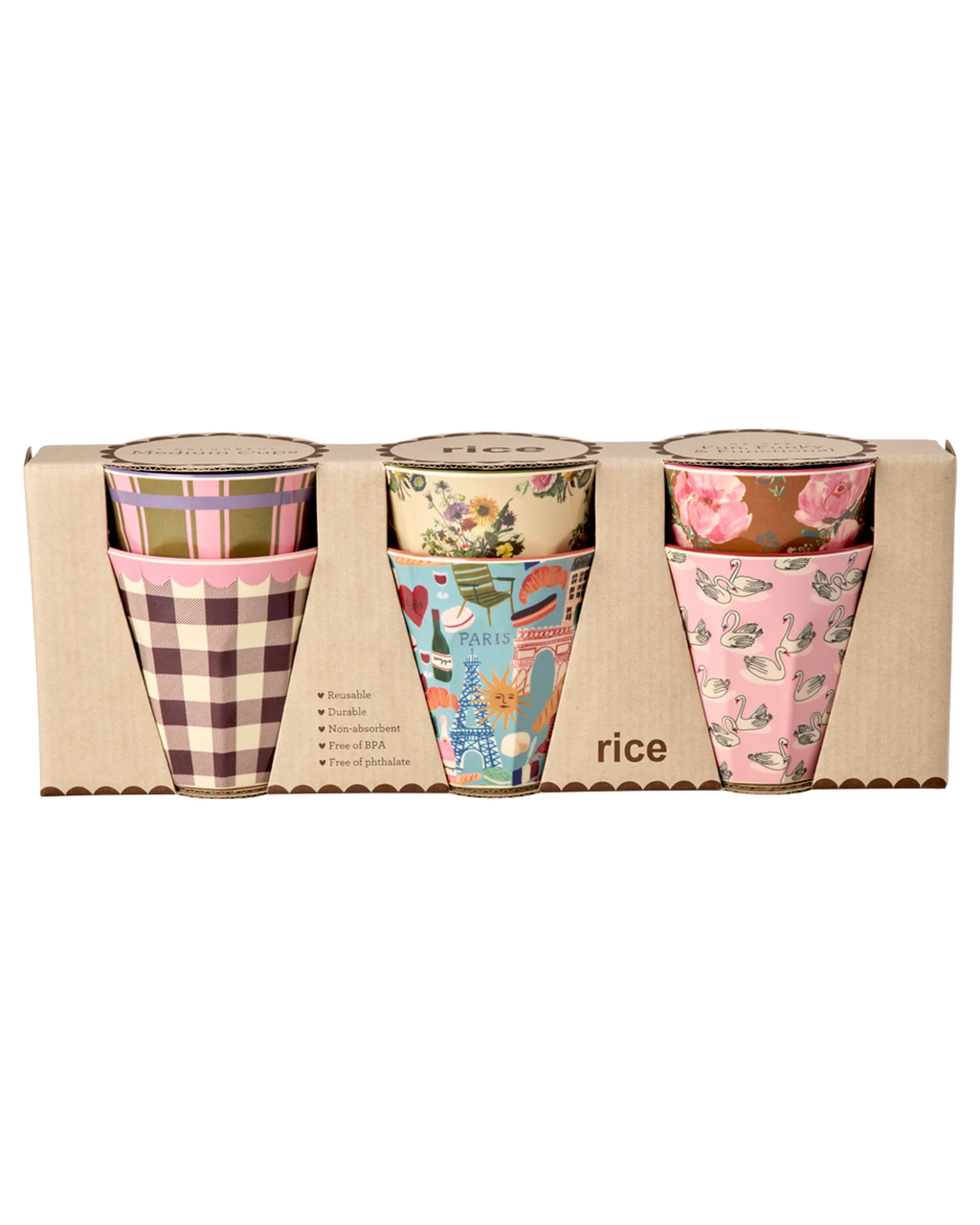 set 6 bicchieri rice melamina idea regalo