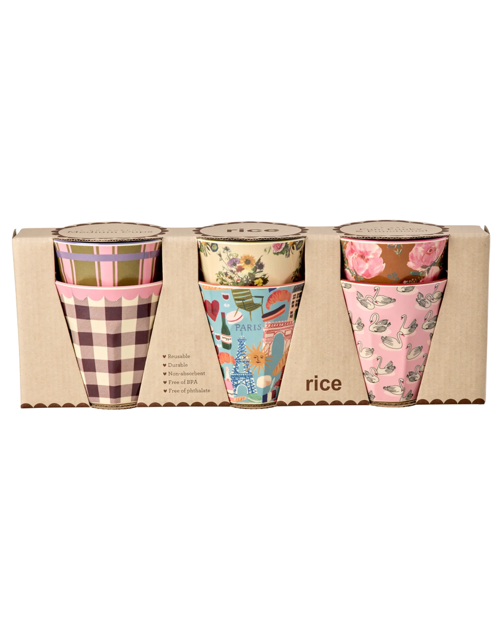 set 6 bicchieri rice melamina idea regalo