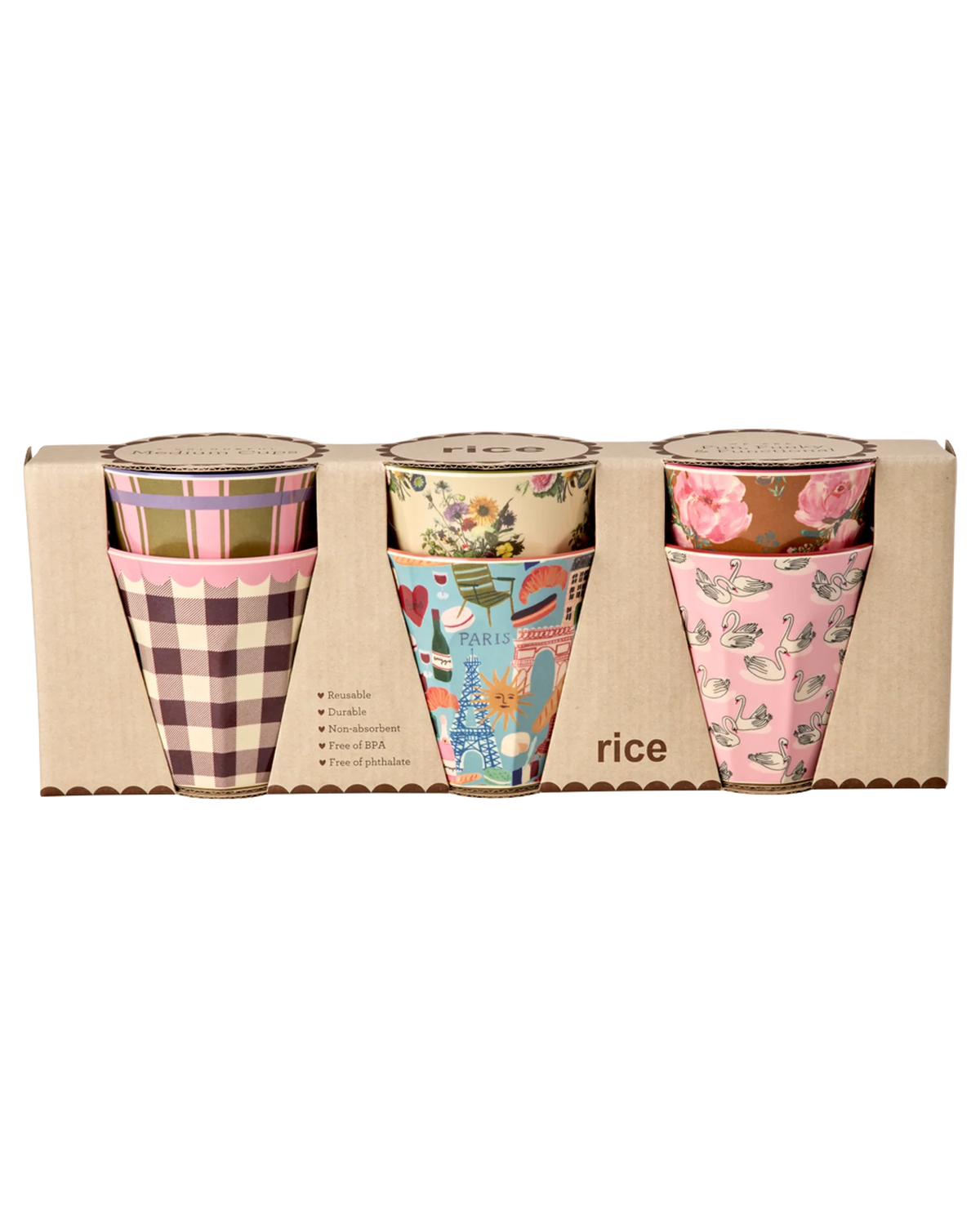 set 6 bicchieri rice melamina idea regalo