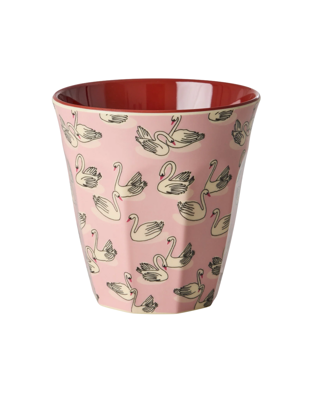 bicchiere rosa melamina stampa cigni
