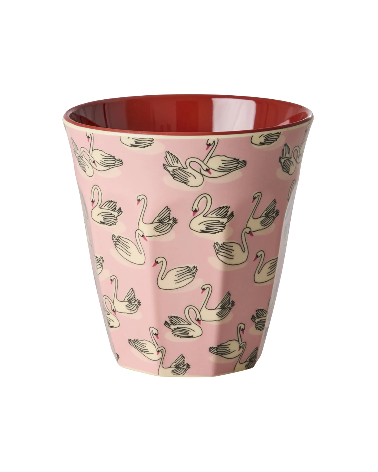 bicchiere rosa melamina stampa cigni