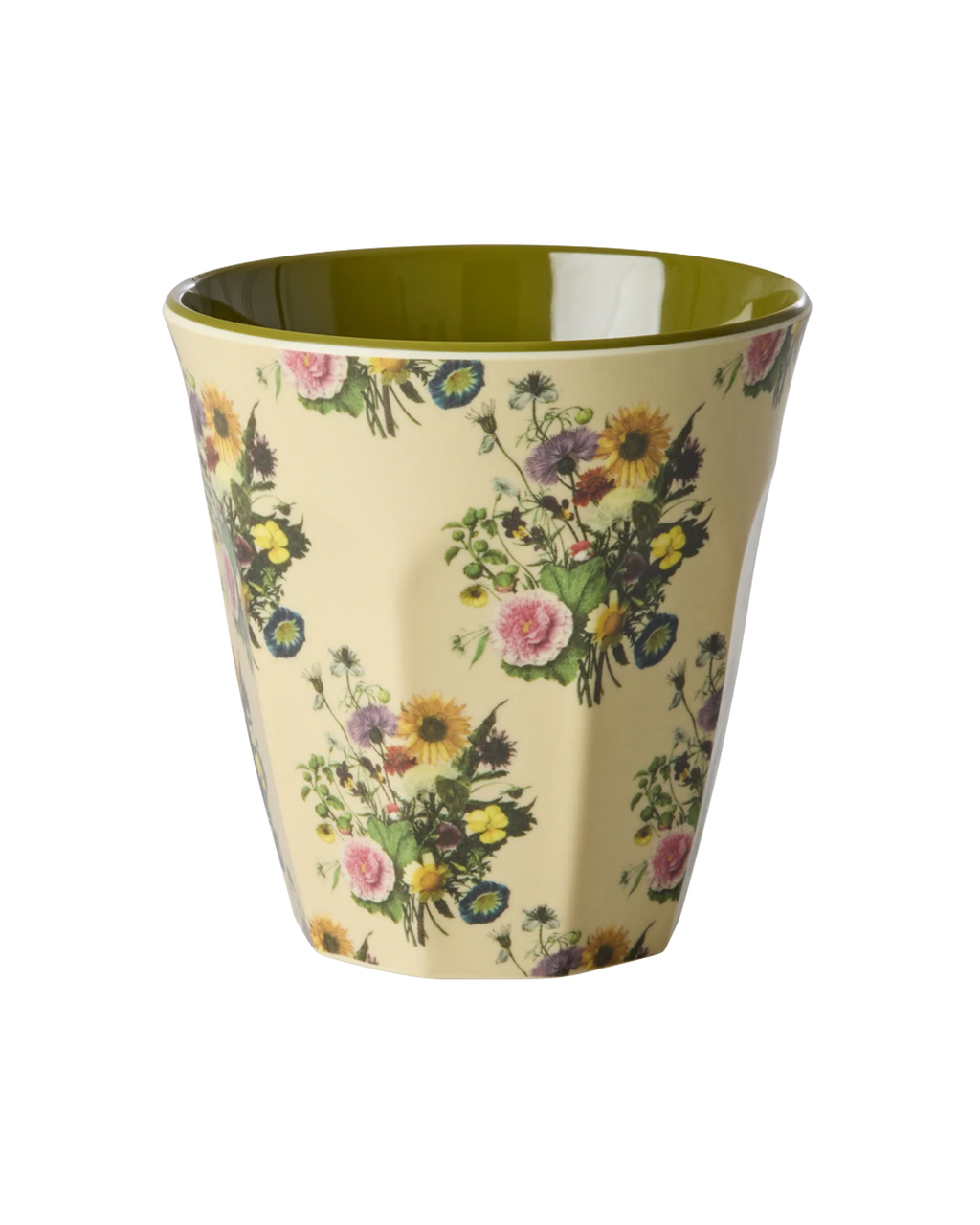 tazza rice melamina stile retro fiori verde oliva