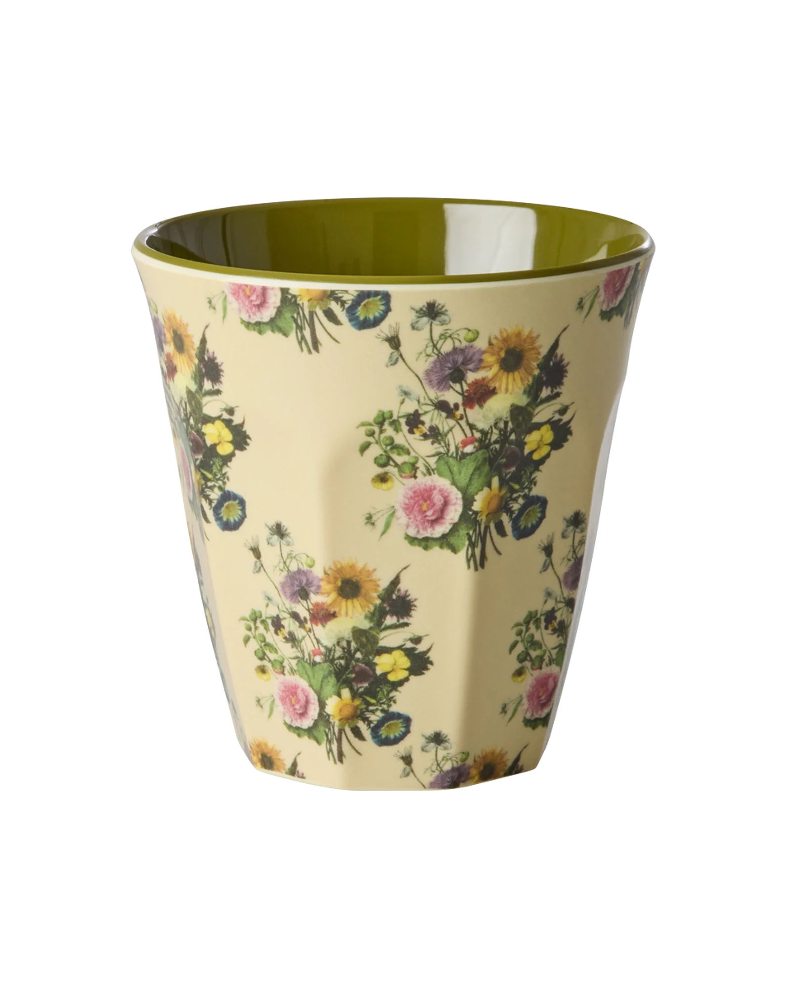 tazza rice melamina stile retro fiori verde oliva