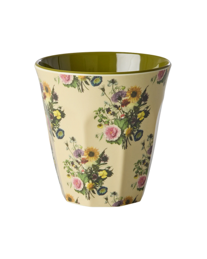 tazza rice melamina stile retro fiori verde oliva