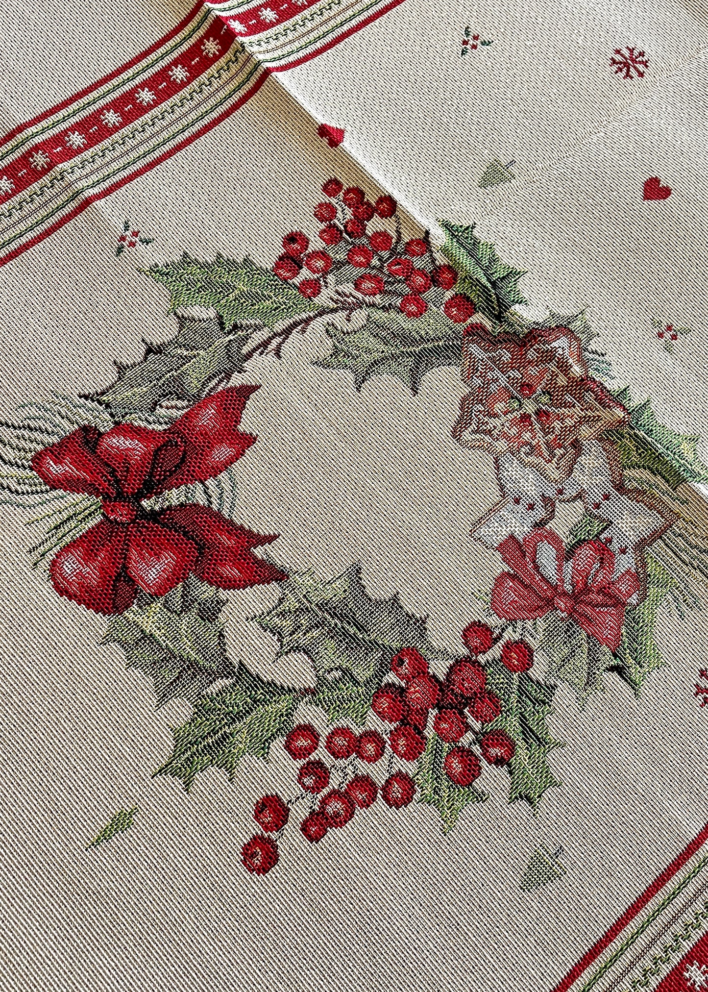 runner tavola natalizia stampa bacche e dolci natale