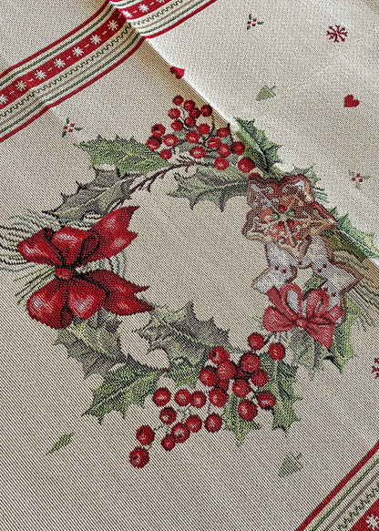 runner tavola natalizia stampa bacche e dolci natale