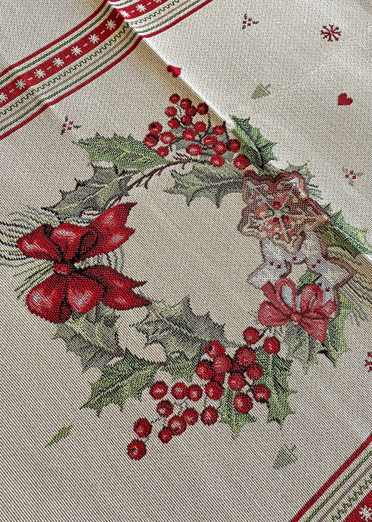 runner tavola natalizia stampa bacche e dolci natale