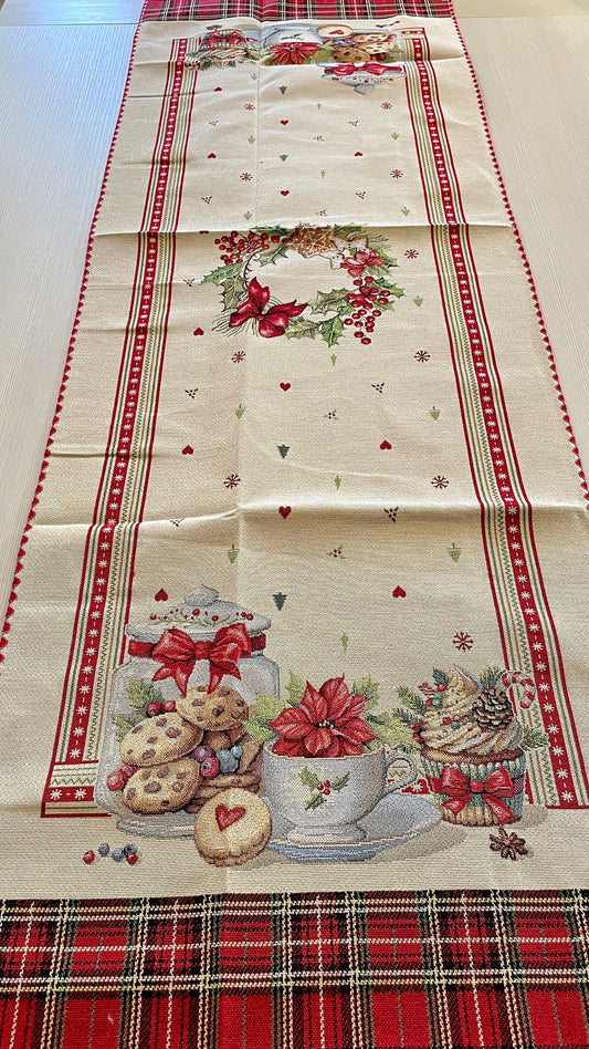 runner rettangolare gobelin con dolci natalizi