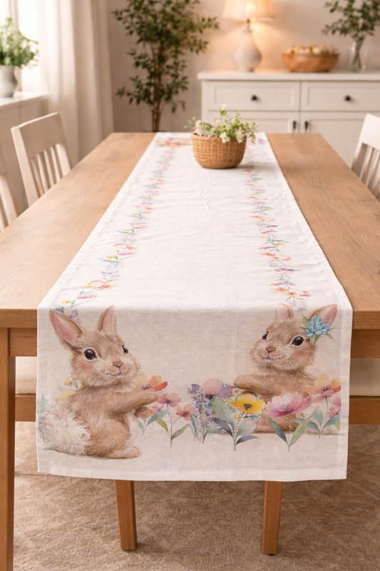 Runner Pasquale centrotavola conigli fiori