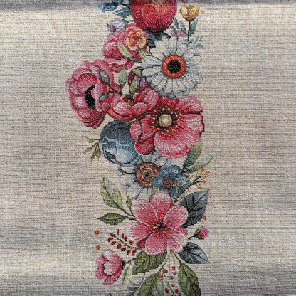 Runner pasquale in gobelin con Fiori 45x140 cm