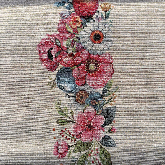 Runner pasquale in gobelin con Fiori 45x140 cm