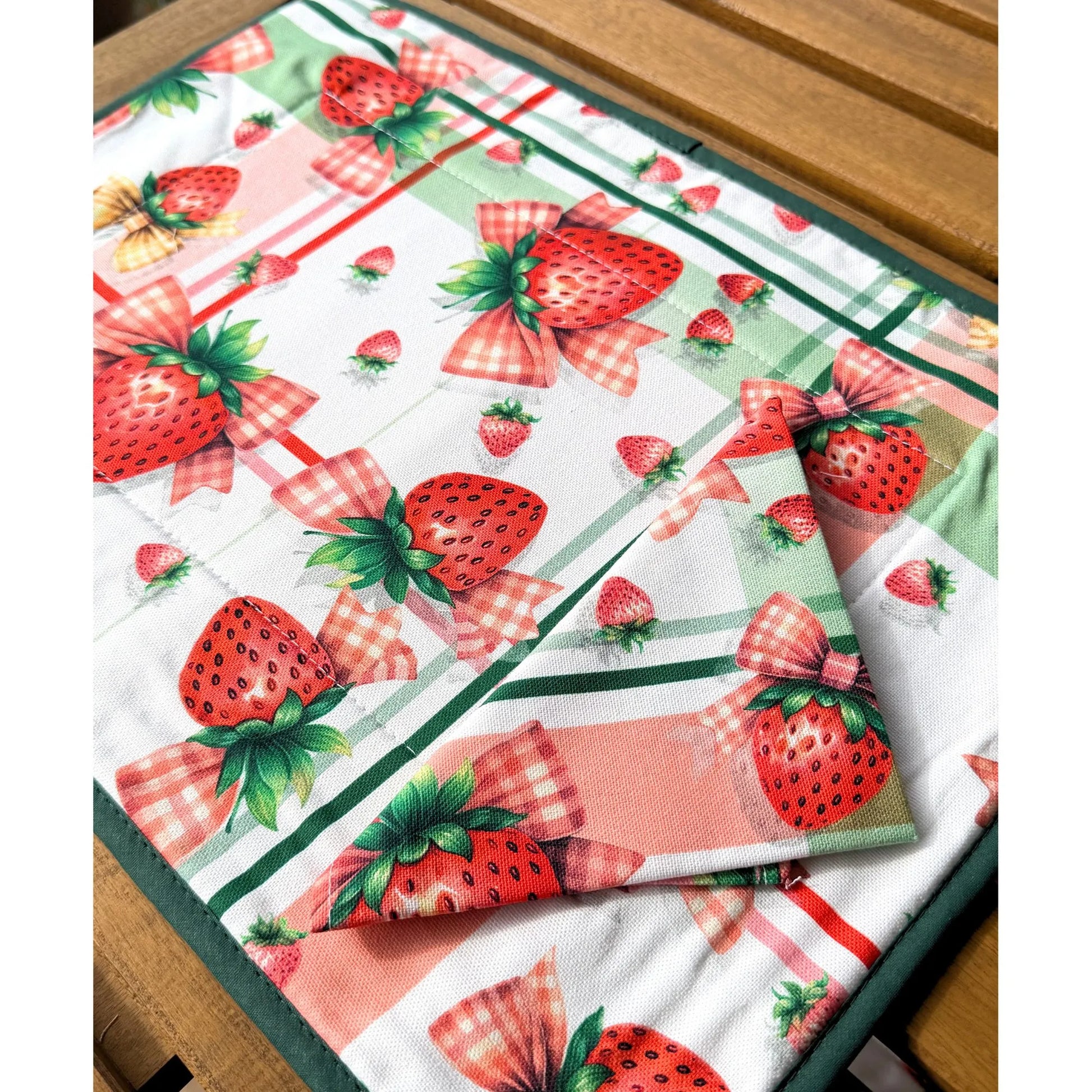 tovaglietta americana con tovagliolo cotone stampa fragole