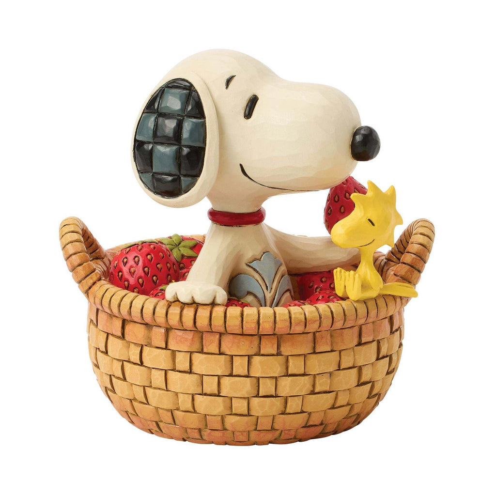 figure da collezione snoopy woodstock cestino fragole