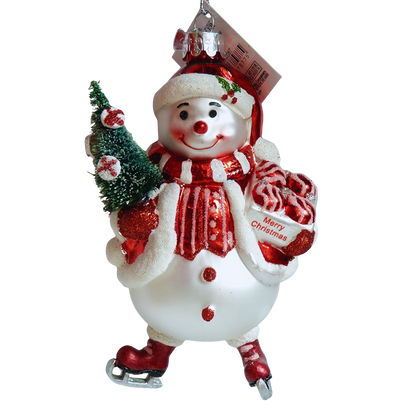 snowman addobbo in vetro da collezione
