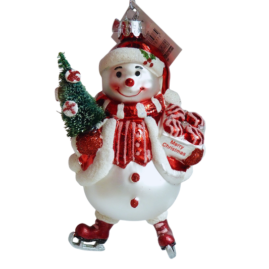 snowman addobbo in vetro da collezione