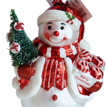 snowman in vetro decorazione natalizia