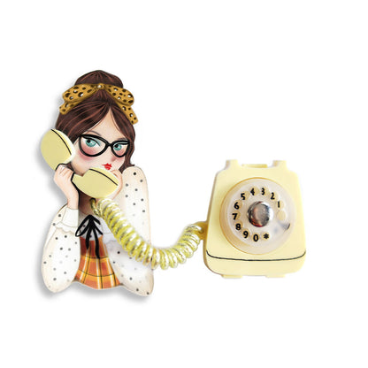 spilla anni 50 telefono giallo